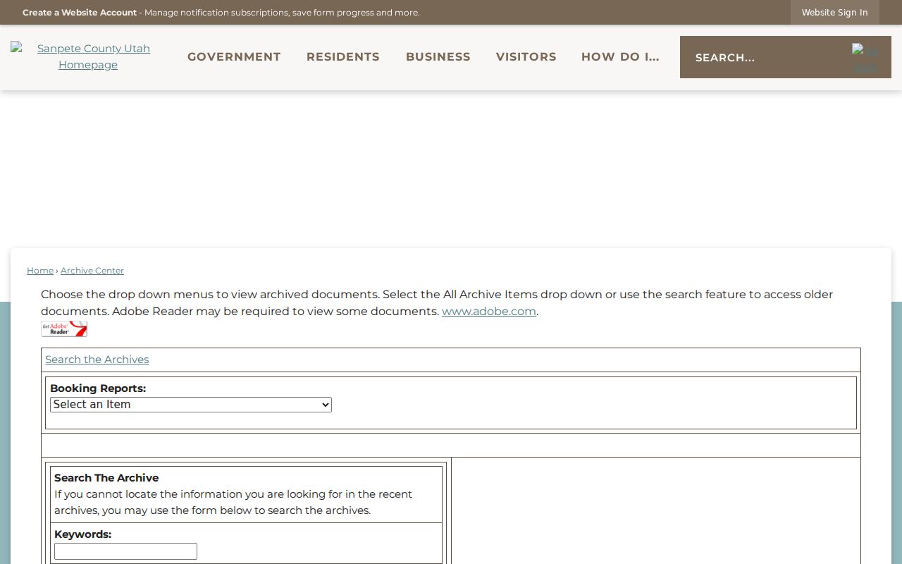 Sanpete County active warrant research and historical Booking Reports archive controls