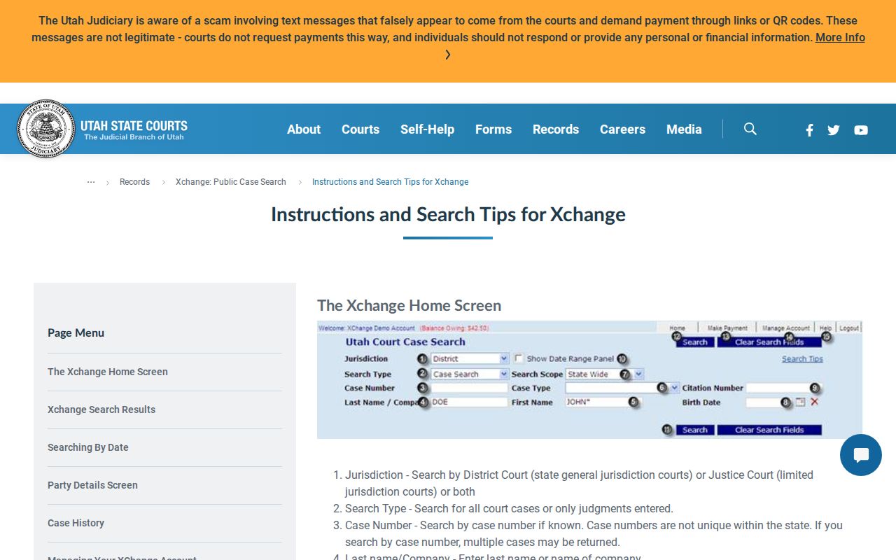 Sanpete County warrant search reference for Xchange field order