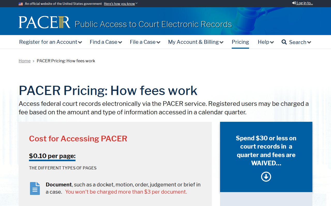 Sanpete County warrant search distinction for federal PACER docket fees