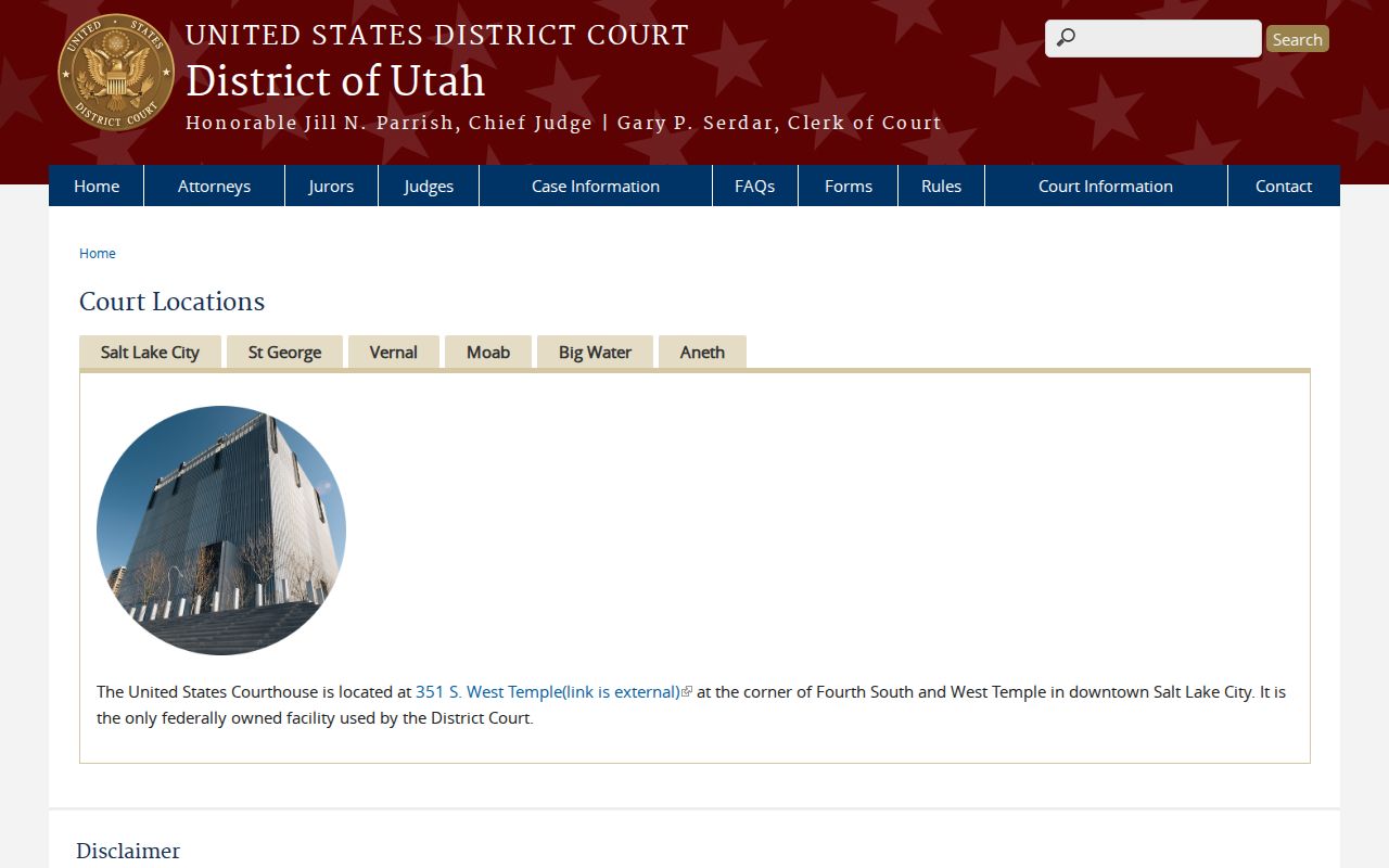 Sanpete County arrest warrant distinction from Utah federal court locations